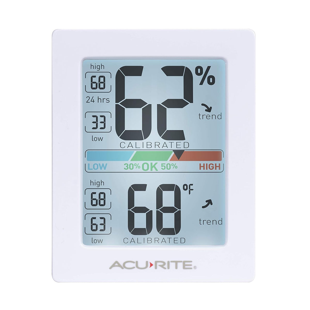 AcuRite Pro - Medidor de Humedad y termómetro con luz de Fondo activada al Tacto, Color Blanco
