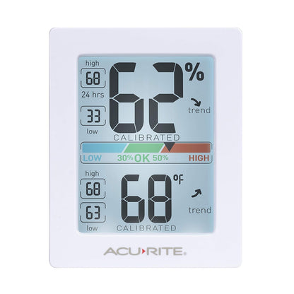 AcuRite Pro - Medidor de Humedad y termómetro con luz de Fondo activada al Tacto, Color Blanco