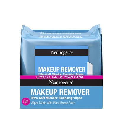 Neutrogena Toallitas Desmaquillantes Sin Fragancia, Individuales, Rostro y Ojos - 2 Packs