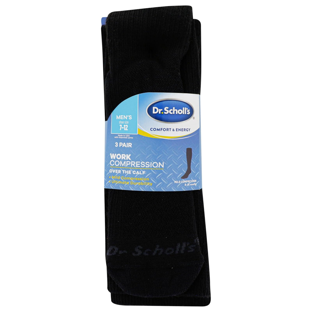 Dr. Scholl's Athletic & Work Compression Over the Calf Socks - 1 & 3 Pairs - Fatigue Relief Calcetín Hombre