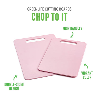 GreenLife - Juego de 2 tablas de cortar para cocina, apto para lavaplatos, extra duradero, rosa suave