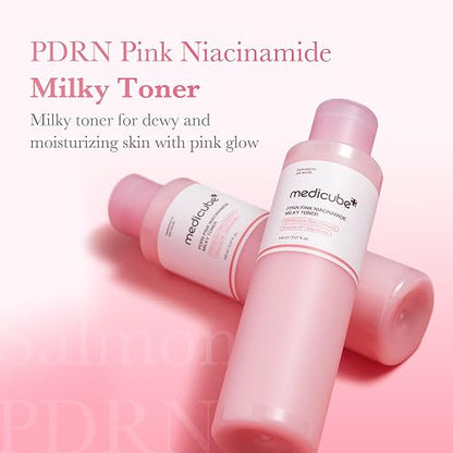 MEDICUBE PDRN Pink Niacinamide Milky Toner, Tónico Facial Coreano con PDRN de Salmón, Niacinamida, Ceramidas y Péptidos, Hidratación y Luminosidad, 150 ml