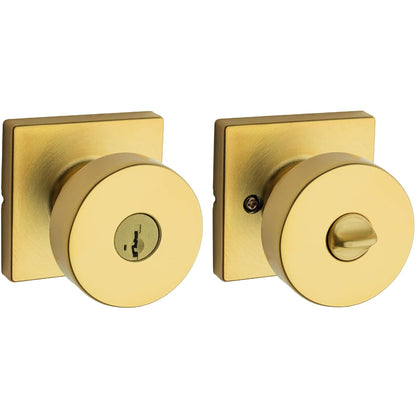 Kwikset Pismo Perilla para Puerta Interior, Latón Satinado - latón satinado - 1 Pack - Entrada con llave