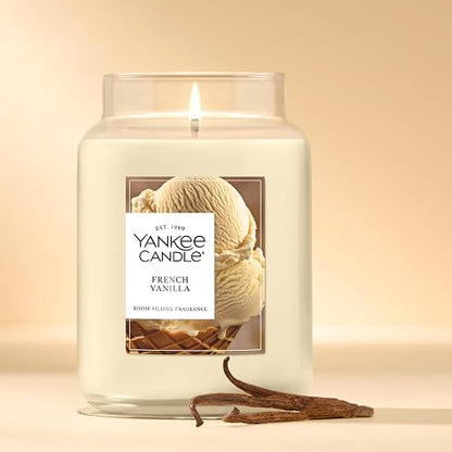 Yankee Candle - Vela perfumada en tarro grande con hasta 150 horas de tiempo de combustión, mezcla de cera de soja para una combustión más limpia y consistente, vela en tarro de 22 onzas con fragancia