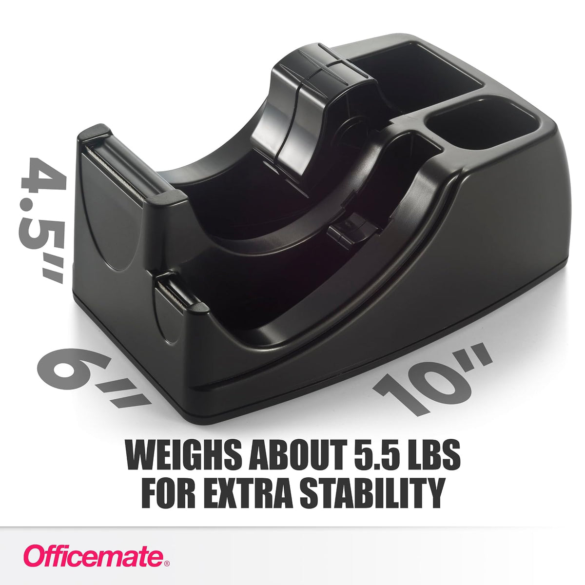 Officemate 96690 Recycled 2-In-1 Heavy Duty Tape Dispenser, black