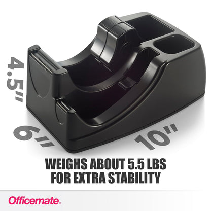 Officemate 96690 Recycled 2-In-1 Heavy Duty Tape Dispenser, black