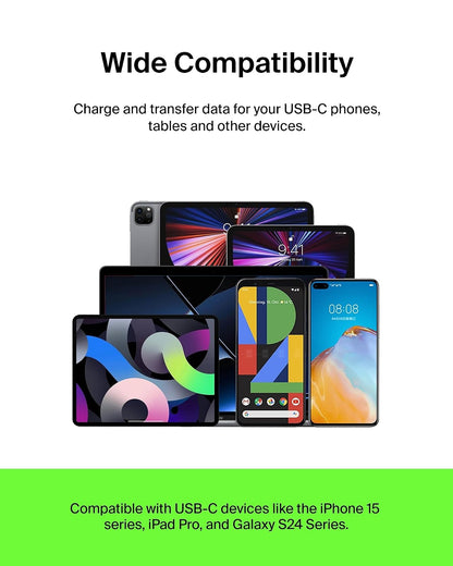 Belkin BoostCharge Cable de carga trenzado USB-C a USB-A (3.3 pies/1 m) para iPhone 15 Series, Samsung Galaxy S24 Series, Note20, Google Pixel 8 y 7, iPad Pro, Nintendo Switch y más, color negro