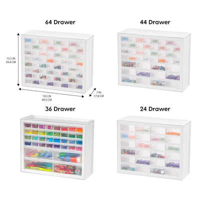 IRIS USA Organizador de Tornillos, Gabinete de 36 Cajones, Almacenamiento de Cajones de Plástico para Manualidades, Piezas Pequeñas, Tuercas y Herramientas, Pasatiempos de Arte de Scrapbook - Blanco
