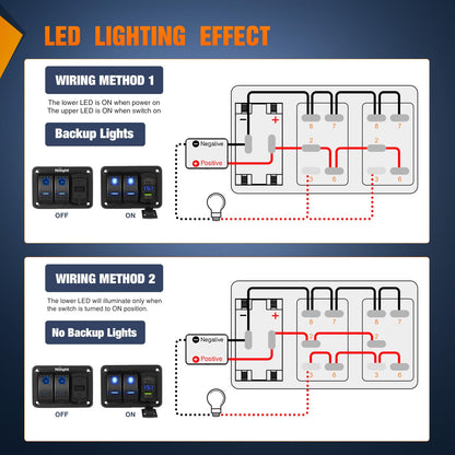 Nilight - Panel de interruptor de 8 bandas con PD tipo C y cargador USB, voltímetro de 12 V, SPST, interruptor de encendido y apagado con retroiluminación azul, panel de interruptor