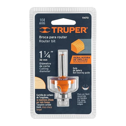 Truper BROU-RD1-1/4X, Broca para router, redondeadora con balero, 1 1/4"