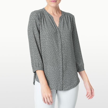 NYDJ Women's 3/4 Sleeve Pintuck Blouse
