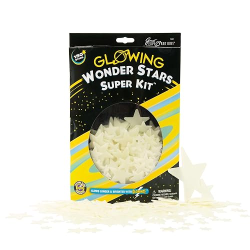 Great Explorations Wonder Stars Super Kit - Estrellas de techo (150 unidades, reutilizables, adhesivas, para masilla y constelación, diseño de mapa de estrellas)