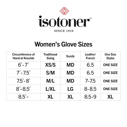 ISOTONER Guantes cortos de licra con tiras de piel en la palma guantes para clima frío para Mujer