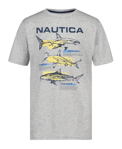 Nautica - Playera de Manga Corta con Cuello Redondo para niño, Suave, cómoda, Ajuste Relajado