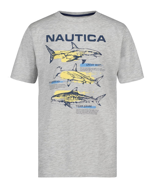 Nautica - Playera de Manga Corta con Cuello Redondo para niño, Suave, cómoda, Ajuste Relajado