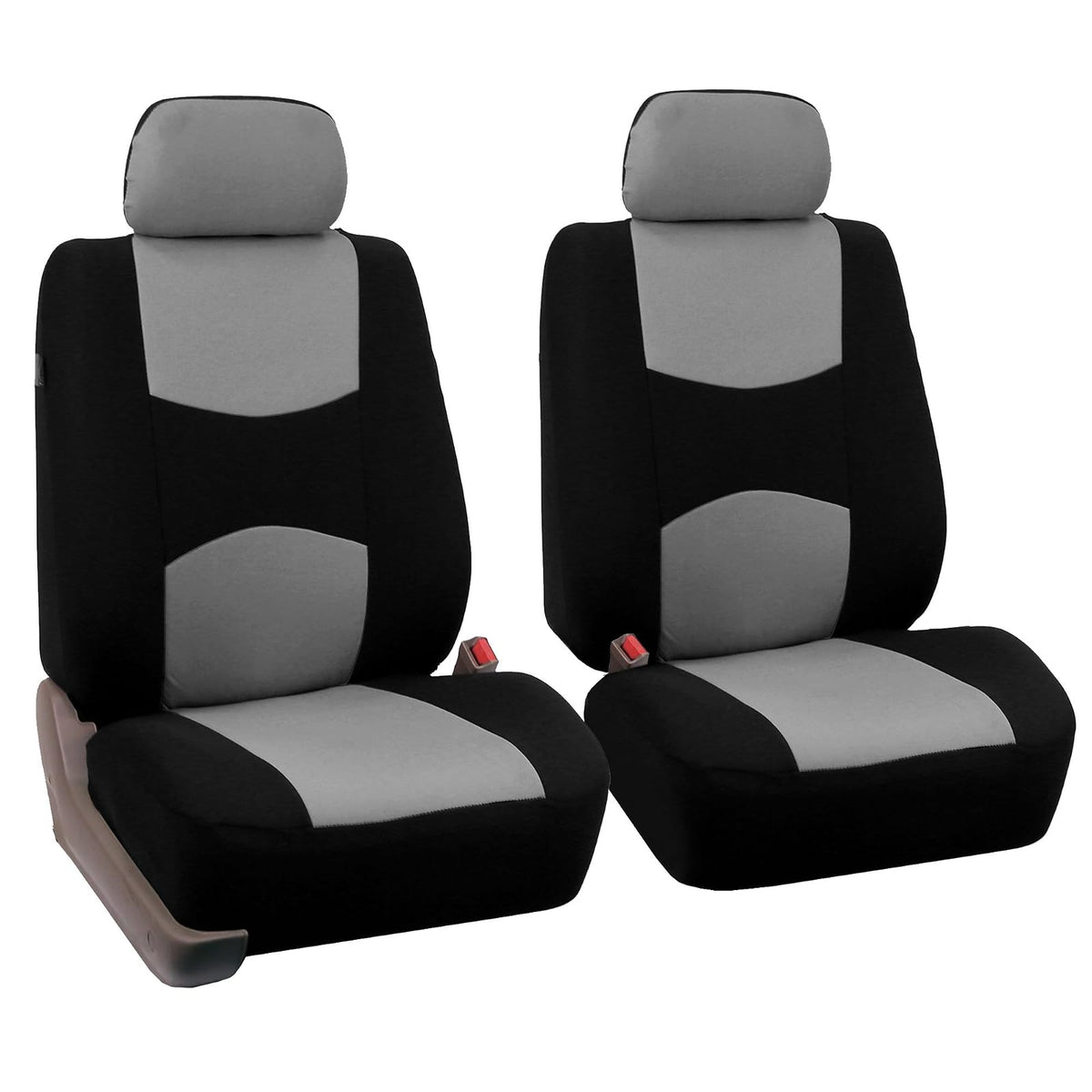 FH Group Funda Universal para Asiento de Coche de Banco sólido para reposacabezas Desmontables, Ajuste Universal para Coches, Camiones y SUV (Beige/Negro) - Gray - Black