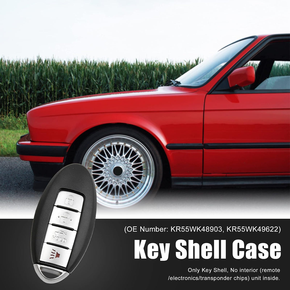 uxcell Carcasa de Repuesto para Llave de Mando a Distancia 4 Botones KR55WK48903 para Nissan Altima 2007-2012