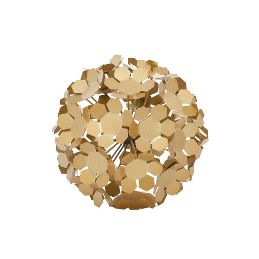 Deco 79 - Estatua Decorativa de Metal Floral para decoración del hogar, Figura Decorativa de 9 x 9 x 9 Pulgadas, Dorado