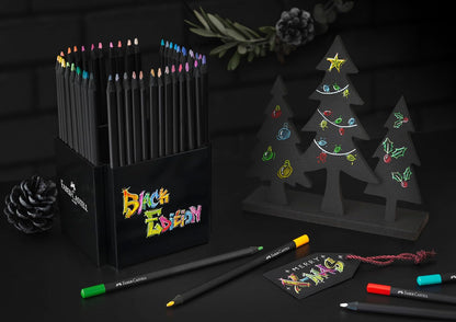 Faber-Castell Colores Supersoft Black Edition con 50 Diferentes Colores, cuenta con una mina supersuave y con una pigmentación fuerte resaltando tonos intensos sobre cualquier tipo de papel