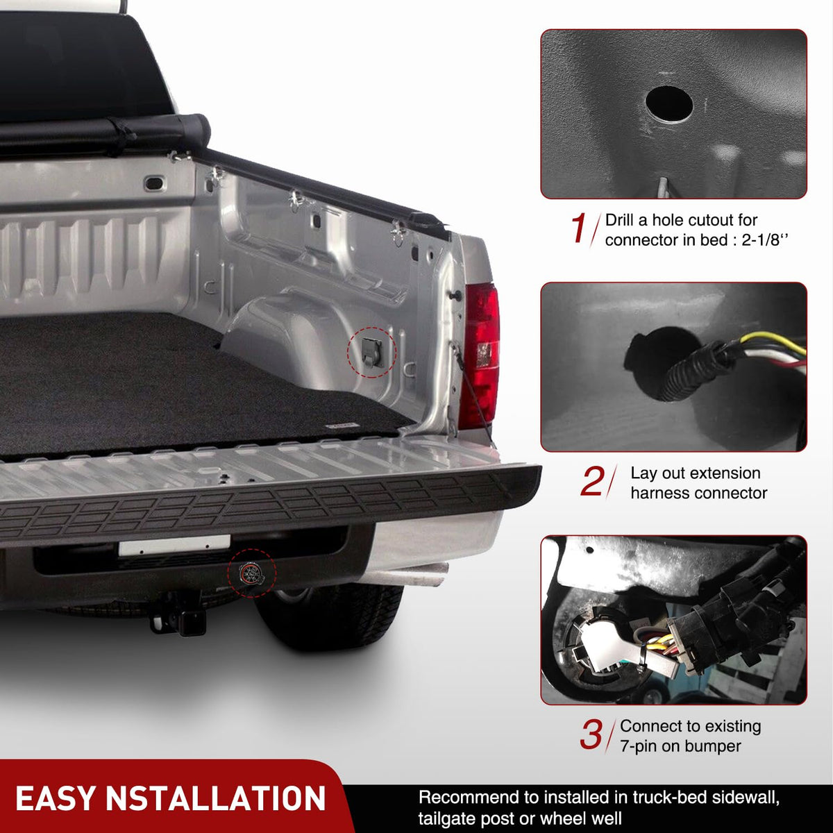 Nilight - Extensión de arnés de cableado para remolque de 7 pines USCAR | USCAR a RV Blade Adaptador de luz para puerta trasera para Chevy Ford, GMC Dodge Nissan Toyota 5ª rueda cuello de cisne