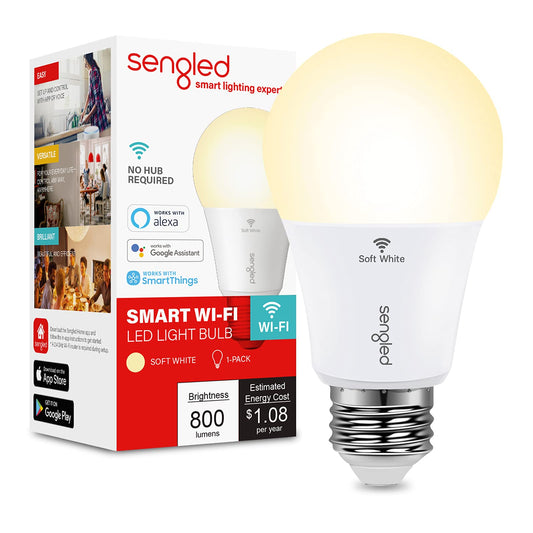 Sengled Smart foco LED, Smart WiFi A19 regulable LED foco, suave blanco equivalente, Blanco Suave