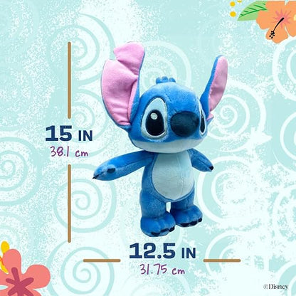 KIDS PREFERRED Disney Baby Lilo & Stitch - Juguete de Peluche Suave para bebés y niños pequeños y niñas, Regalo para niños, Puntada Azul, 15 Pulgadas