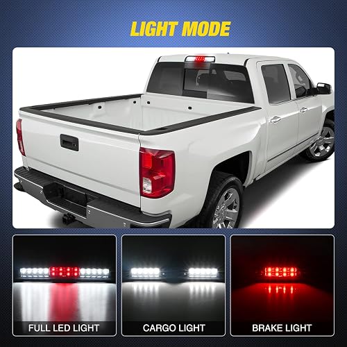 Nilight NA910 Luces LED de Tercera Parada para Chevrolet Silverado/GMC Sierra 1500/2500/3500 HD 2007 HD Classic, Lente Ahumada