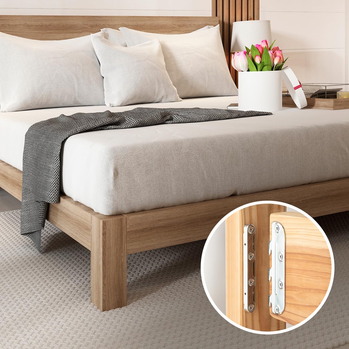 POWERTEC 71425 Soportes para rieles de cama montados en superficie con accesorios de montaje