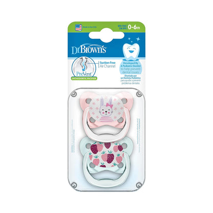Dr. Brown's PreVent Chupón de contorno, etapa 1 (0 – 6 m), diseño de lunares, color rosa