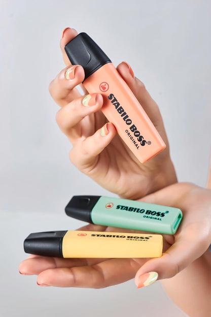 STABILO Highlighter BOSS Original Pastel - Paquete de 10 - Amarillo lechoso | Pack de 10 unidades, amarillo polvoriento