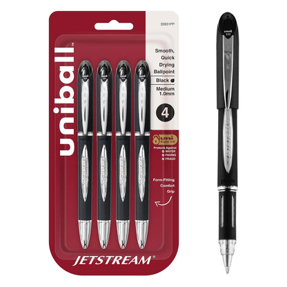 Uni-ball Jetstream Recambio para Bolígrafo, Punta Gruesa o Fina - 4-Count - Punta gruesa - Negro