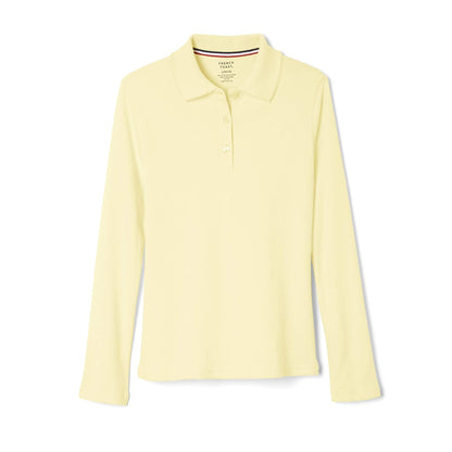 French Toast Polo Interlock de Manga Larga con Cuello Picot para Niña - 4T - Yellow