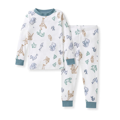 Burt's Bees Baby pijama de 2 piezas de algodón orgánico - Origami Animales - 24 Meses