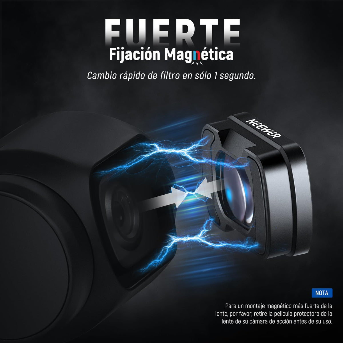 NEEWER Lente Gran Angular de 0.75X Compatible con dji OSMO Pocket 3, Campo de visión ampliado de 108°, Objetivo de cámara asférica recubierta magnética, Accesorios Action CAM, LS-45