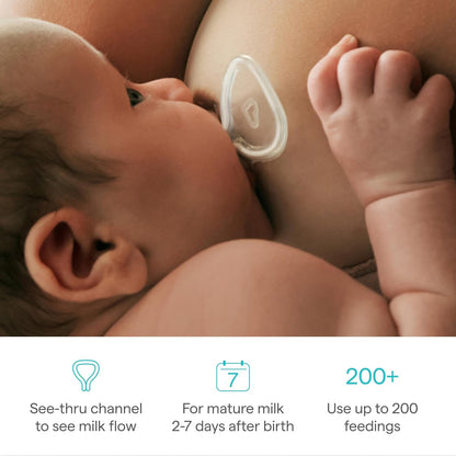 Munchkin® Flow Nipple Shield + with See-Thru Channel to Watch Milk Flow - Nurse Confidently and Meet Your Breastfeeding Goals, Silicone - 16mm