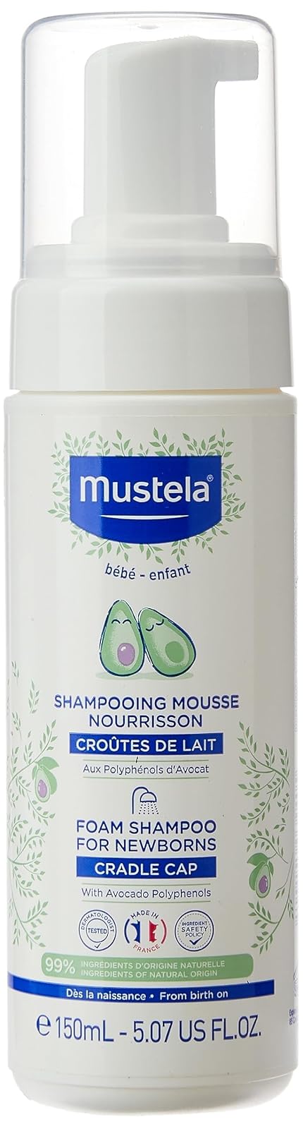 Mustela Shampoo En Espuma Para Recién Nacidos Para Piel Normal, 150 ml