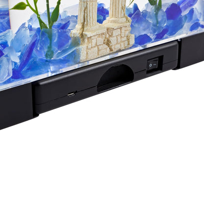 Tetra, Tanque en forma de media luna con luz LED para pez beta, 1.1 galones | 1.1 galones, tanque en forma de media luna, luz LED reposicionable