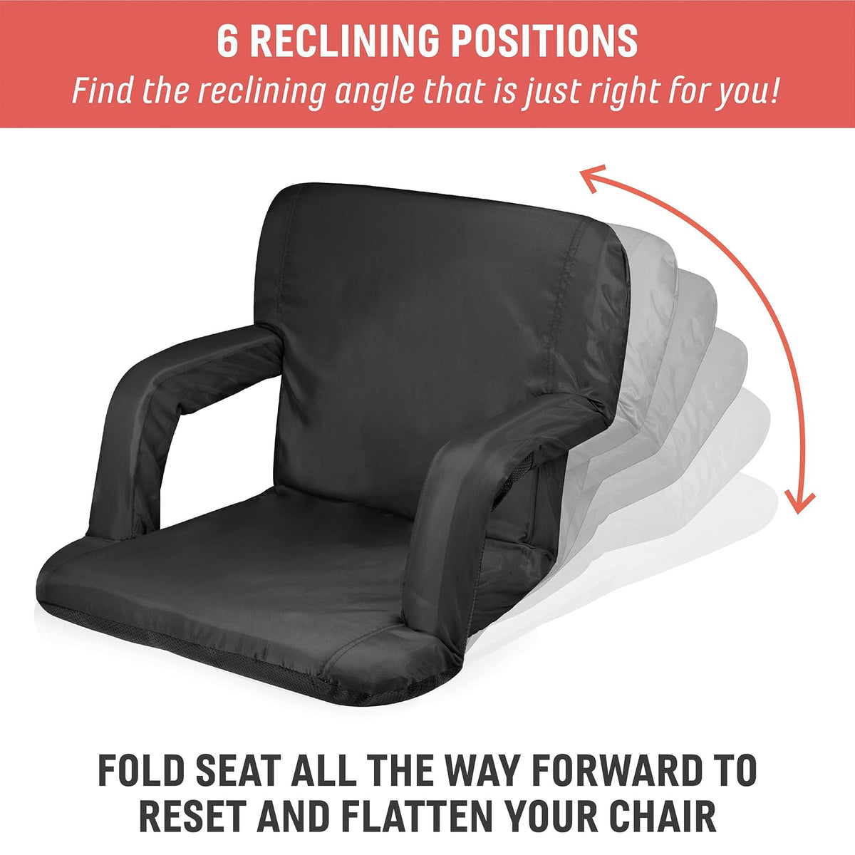 ONIVA - una Marca de Picnic Time - Asiento reclinable Ventura con Soporte Trasero, Asiento blanqueador