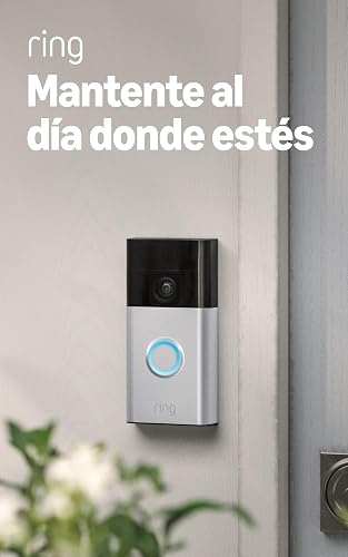 Timbre con cámara inalámbrico Ring - Video de cuerpo completo, video en vivo con audio bidireccional, alertas y detección de movimiento. Níquel satinado