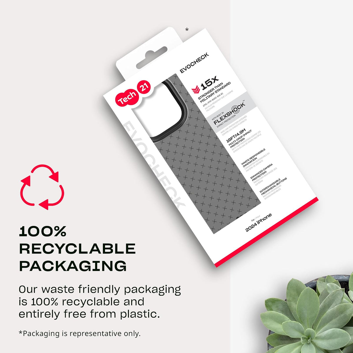 tech21 EvoCheck - Funda de protección contra Impactos para iPhone 16 Pro, Color Ahumado