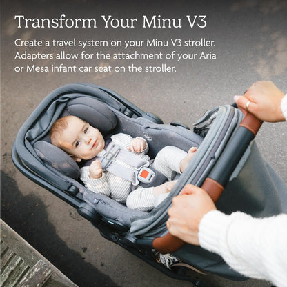 UPPAbaby | Adaptador Carriola MINU V3 | Compatible Asientos Modelo ARIA MESA | Sistema De Viaje Seguro | Instalación Facil Uso Diario Diseño Compacto Resistente | Incluye Juego 2piezas | Color Negro