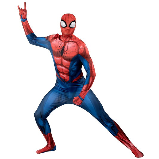 MARVEL Spider-Man Official Adult Deluxe Zentai Halloween Costume - Stretch Spandex with Hidden Zippers and Wrist Slits
