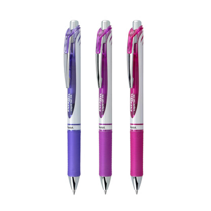 EnerGel RTX - Bolígrafo retráctil de gel líquido, tono pasión, 0,7 mm, tinta violeta surtida, paquete de 3 bolígrafos (BL77PASBP3M)