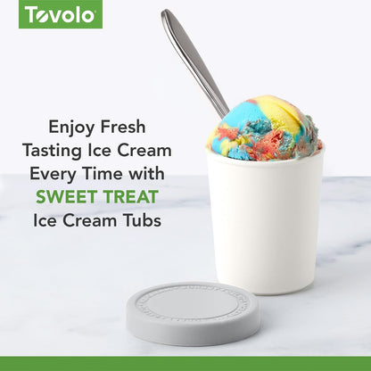 Tovolo Sweet Treat, contenedor reutilizable para helado casero, juego de recipientes apilables de 4 a 6 onzas con tapas de silicona para congelador, sin BPA y aptos para lavaplatos