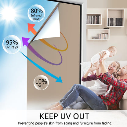 HIDBEA - Película para Ventana con Espejo de una Sola dirección, privacidad Diurna con Bloqueo Solar, película Reflectante para Ventana, Control de Calor, película para el hogar y la Oficina, Color