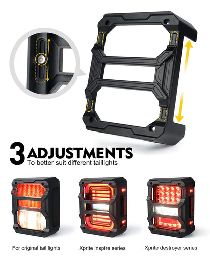 Xprite - Protectores de luz Trasera con diseño de Varillas deslizables, Cubiertas de luz Trasera autopatentadas compatibles con Jeep Wrangler JK JKU 2007-2018, par