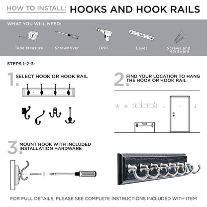 Franklin Brass FBLDFT5-BSE-R - Riel de 5 tri-ganchos anchos en negro y níquel satinado, Transicional, 27 inch rail with 5 Flared Hooks, blanco, satén, niquel, (Flat White and Satin Nickel)