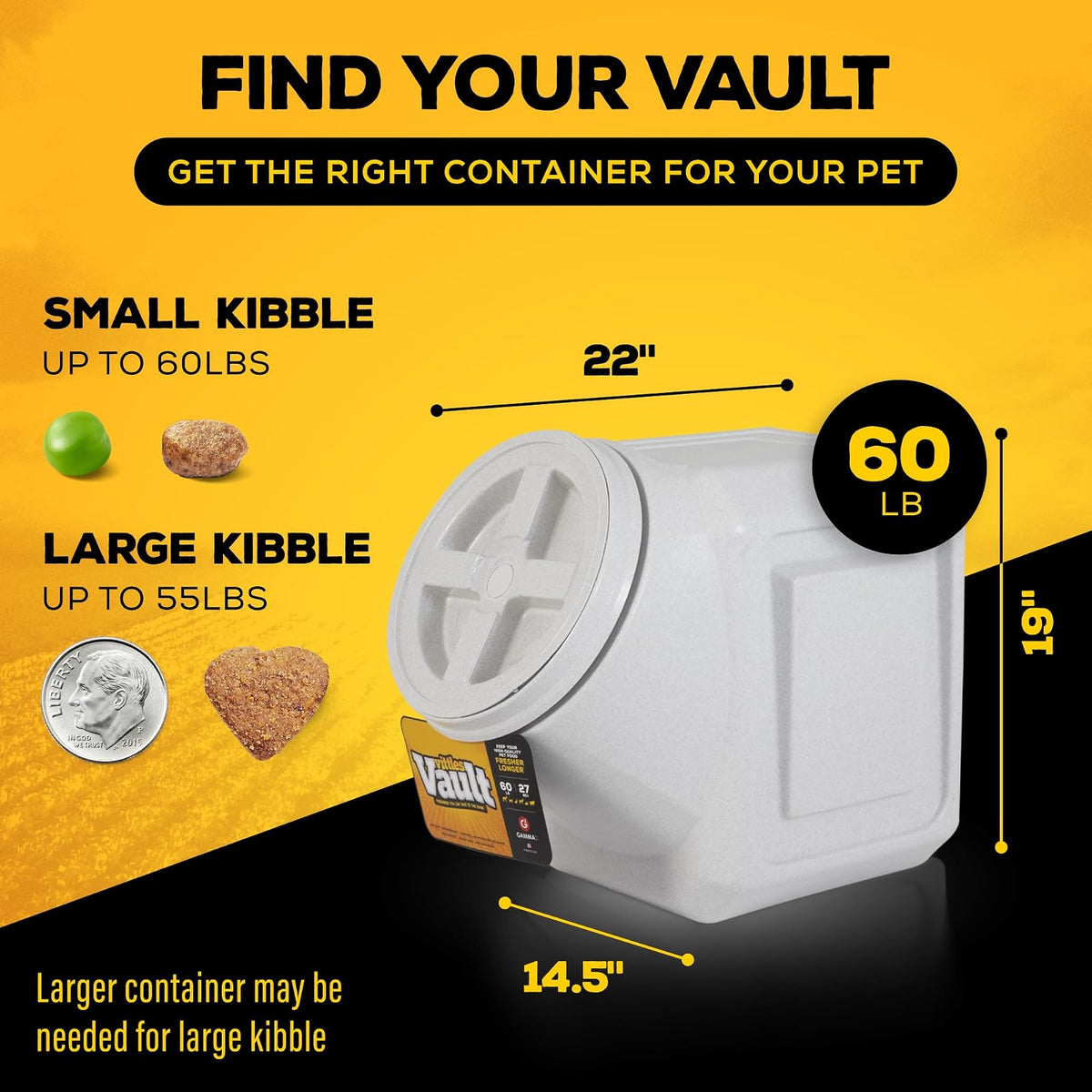 Gamma2 Vittles Vault - Contenedor apilable para almacenamiento de alimentos para perros, hasta 60 libras, almacenamiento de alimentos secos para mascotas, fabricado en Estados Unidos