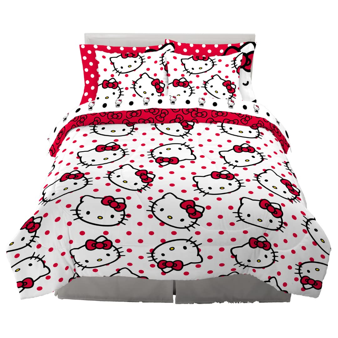 Franco Barbie 1959 Juego de Edredón y Sábanas Reversible - 7 Piece Queen Size - Rojo - Hello Kitty