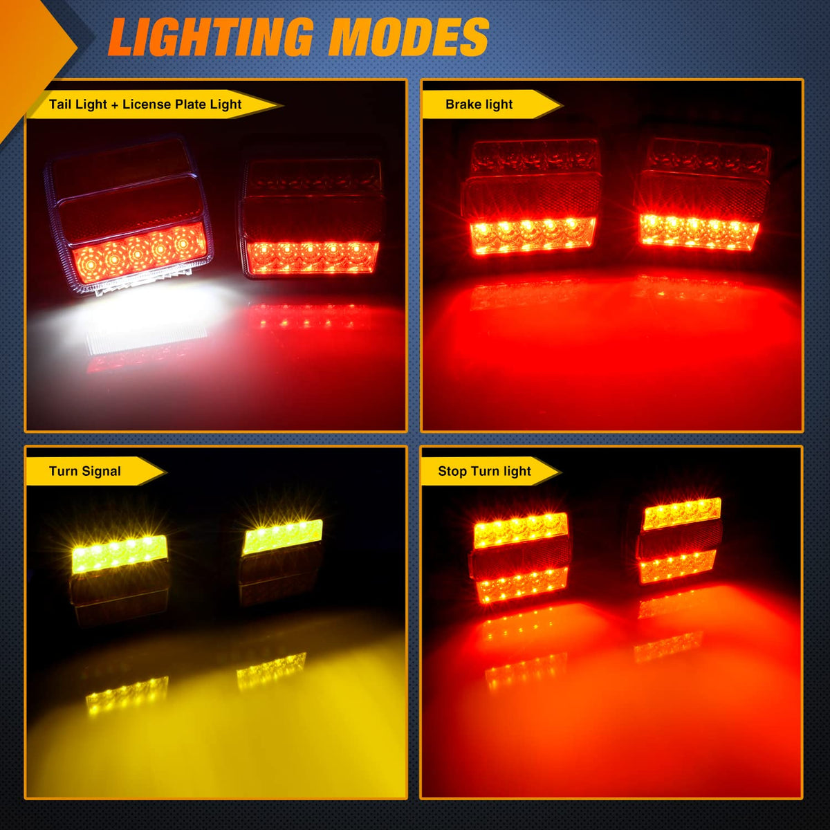Nilight TR-143 Kit de Luces LED Magnéticas para Remolque, Cable de 25 Pies con Enchufe de 7 Pines, Luces de Parada/Giro/Matrícula Ámbar, 12 V